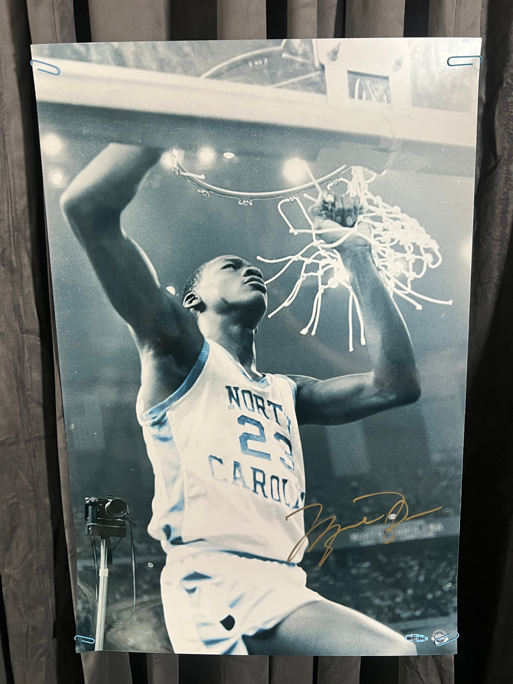 Photo-Matched! Michael Jordan Signed "UNC Cutting Down the Net" 16x24 UDA