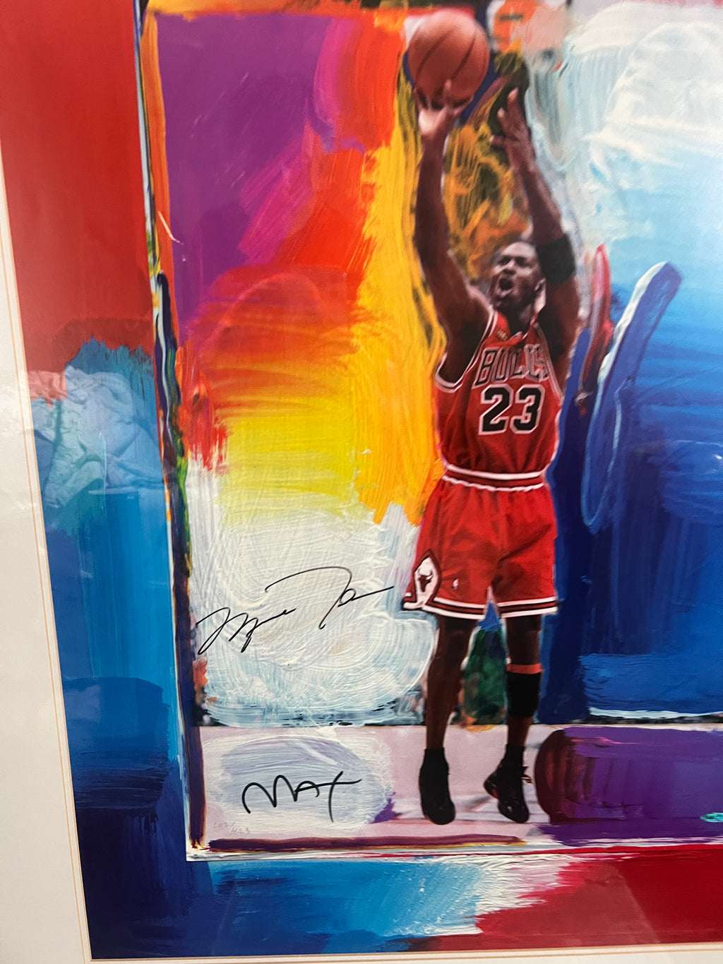 HUGE Michael Jordan Limited Edition Peter Max Signed Framed "Farewell Shot" Lithograph /423 circa 1998